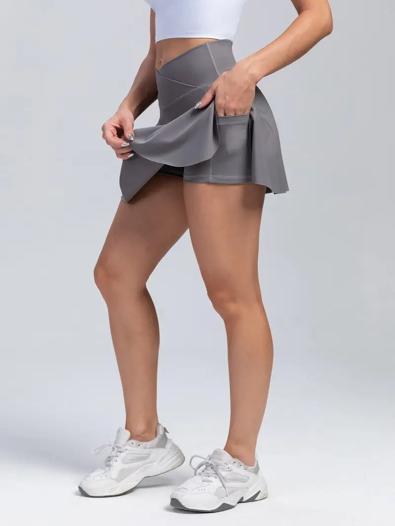 VersaGlide 2-in-1 High-Waist Skort: Tennis, Golf, and Yoga-Ready with Inner Pocket - Dixie Hike & Style