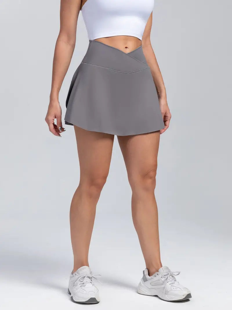 VersaGlide 2-in-1 High-Waist Skort: Tennis, Golf, and Yoga-Ready with Inner Pocket - Dixie Hike & Style