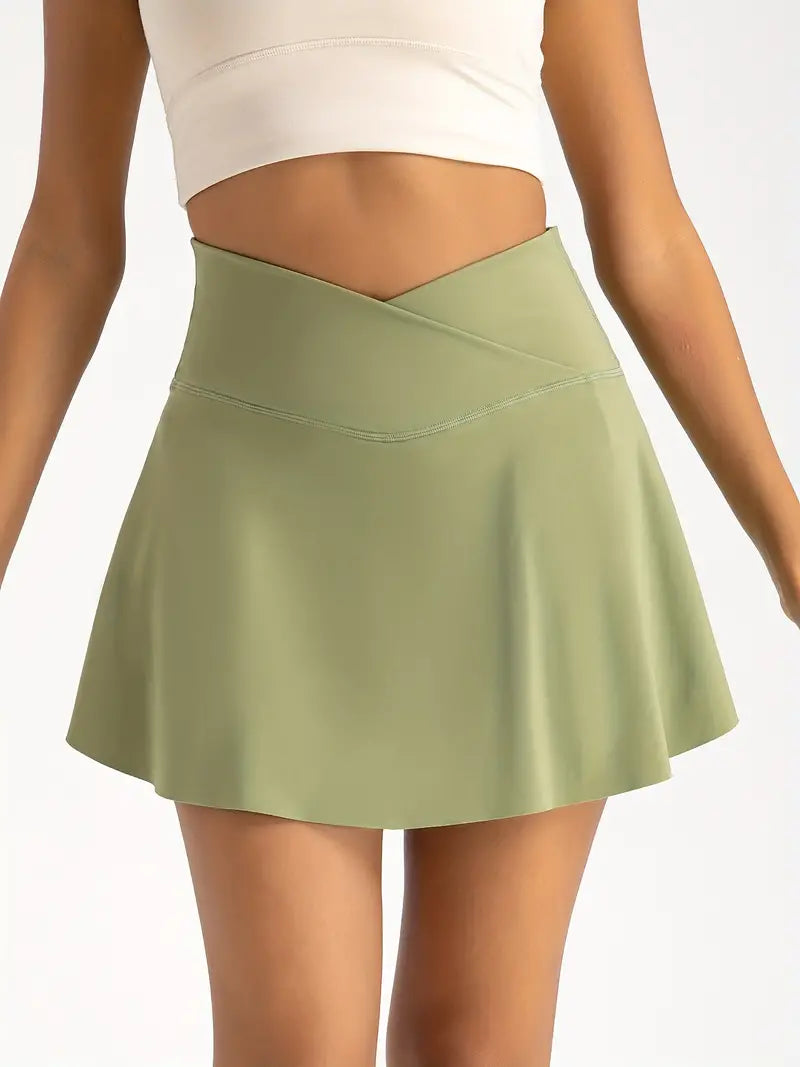 VersaGlide 2-in-1 High-Waist Skort: Tennis, Golf, and Yoga-Ready with Inner Pocket - Dixie Hike & Style