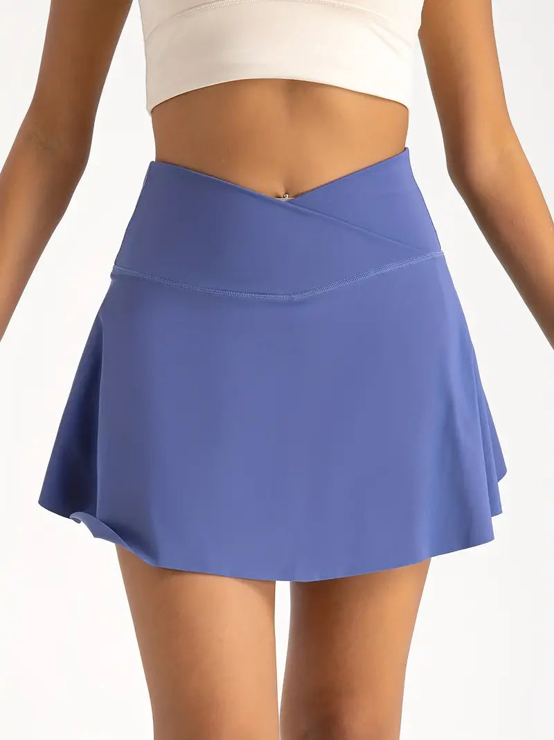 VersaGlide 2-in-1 High-Waist Skort: Tennis, Golf, and Yoga-Ready with Inner Pocket - Dixie Hike & Style