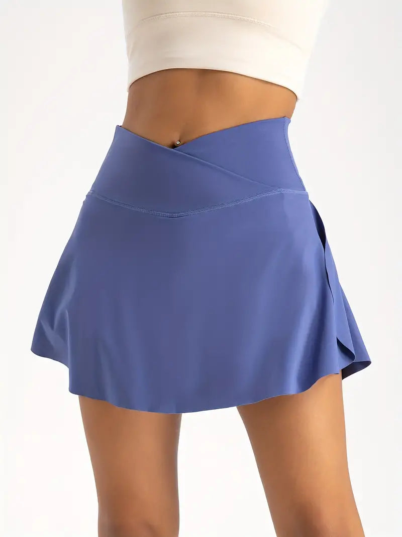 VersaGlide 2-in-1 High-Waist Skort: Tennis, Golf, and Yoga-Ready with Inner Pocket - Dixie Hike & Style