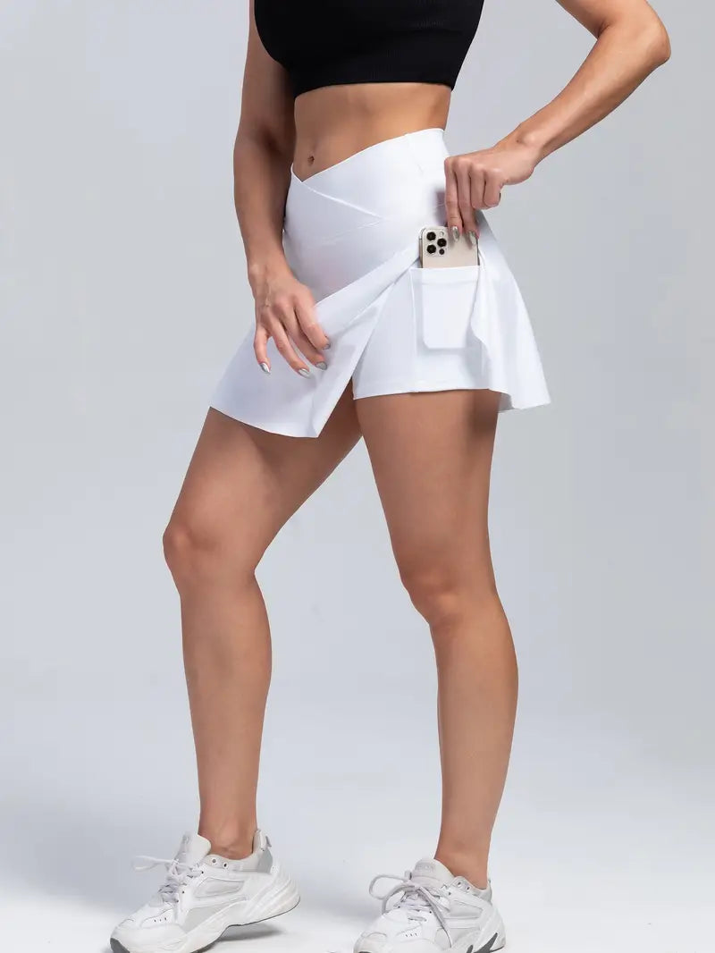 VersaGlide 2-in-1 High-Waist Skort: Tennis, Golf, and Yoga-Ready with Inner Pocket - Dixie Hike & Style