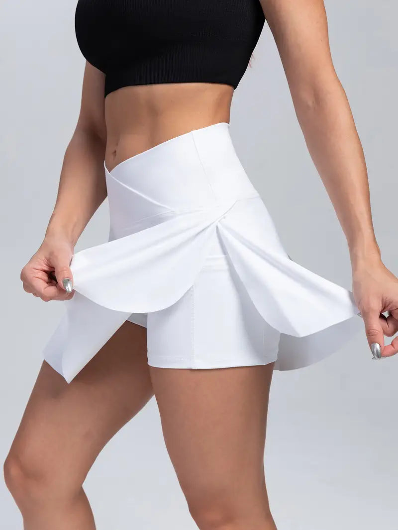 VersaGlide 2-in-1 High-Waist Skort: Tennis, Golf, and Yoga-Ready with Inner Pocket - Dixie Hike & Style