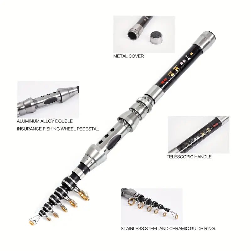 Telescopic Titan Carbon Fishing Rod - Enhanced and Durable, Perfect for All Fishing Environments