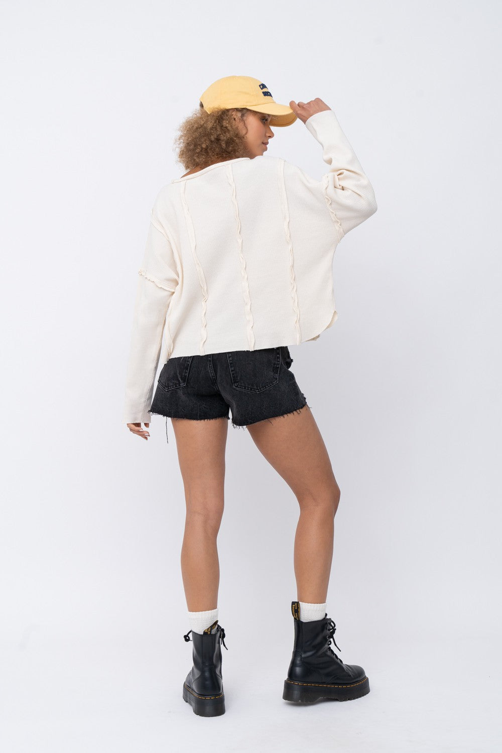 The GREii Heart Patch Cream Waffle Cropped Top - Dixie Hike & Style