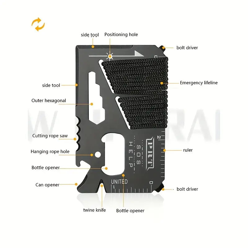 Wild West Trailmaster Multi-Tool Card | Stainless Steel Outdoor Survival Tool - Dixie Hike & Style