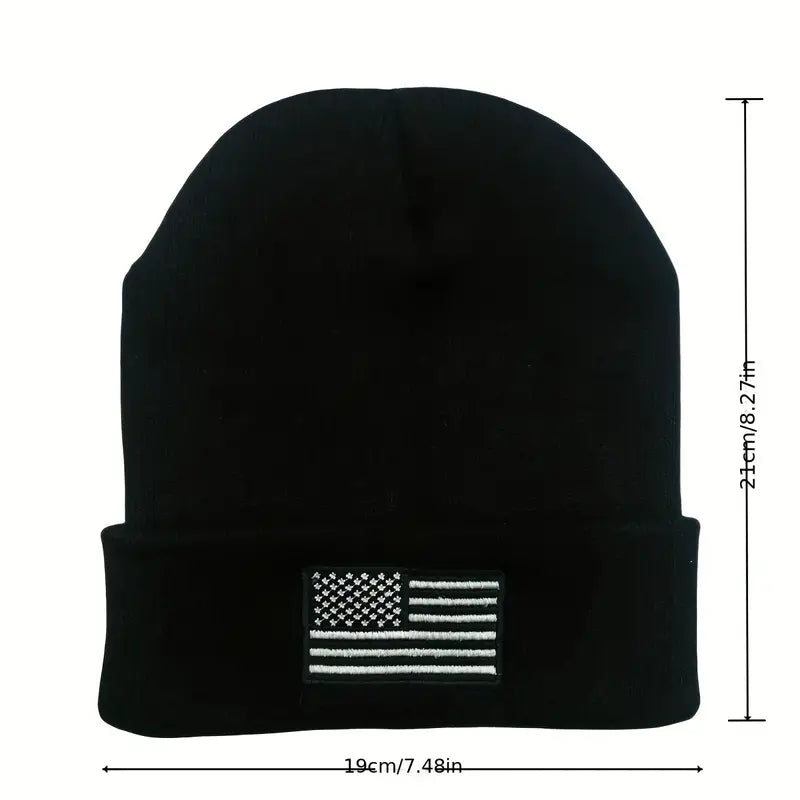 PatriotKnit Cap: Men's Warm Acrylic Beanie with American Flag - Dixie Hike & Style