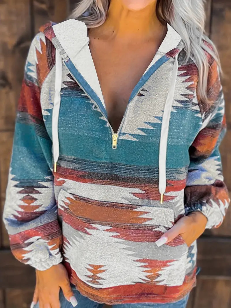 Western Ethnic Aztec Pattern Hoodie - Dixie Hike & Style