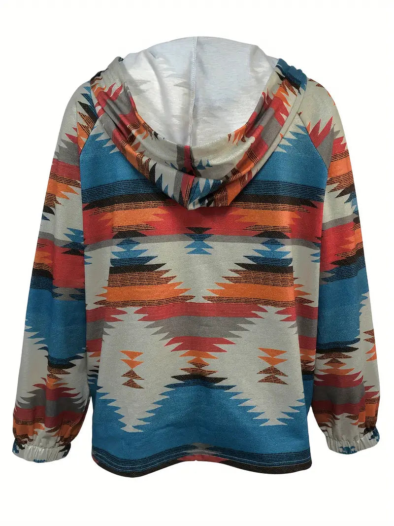 Western Ethnic Aztec Pattern Hoodie - Dixie Hike & Style