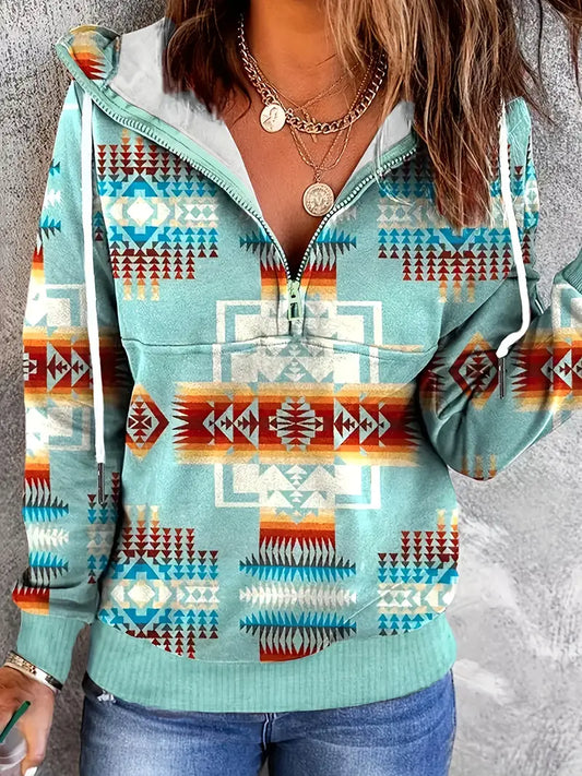 Western Ethnic Aztec Pattern Hoodie - Dixie Hike & Style
