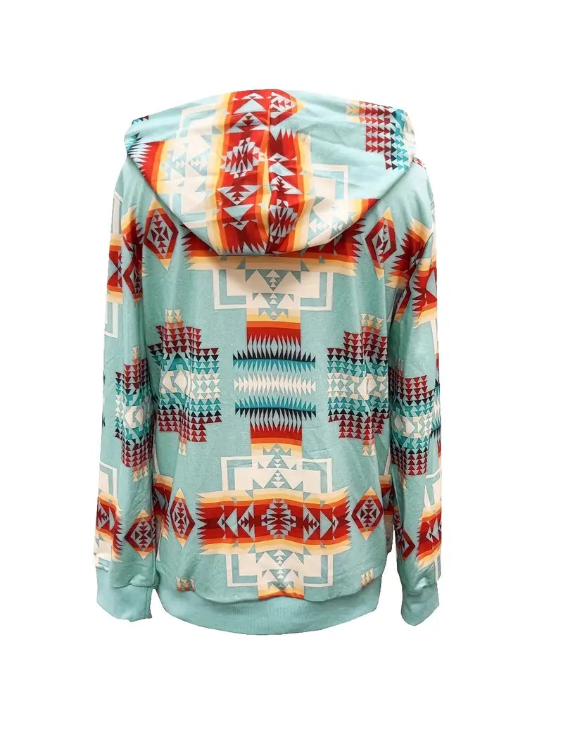 Western Ethnic Aztec Pattern Hoodie - Dixie Hike & Style