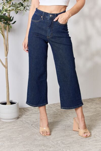 Judy Blue Full Size High Waist Cropped Wide Leg Jeans - Dixie Hike & Style