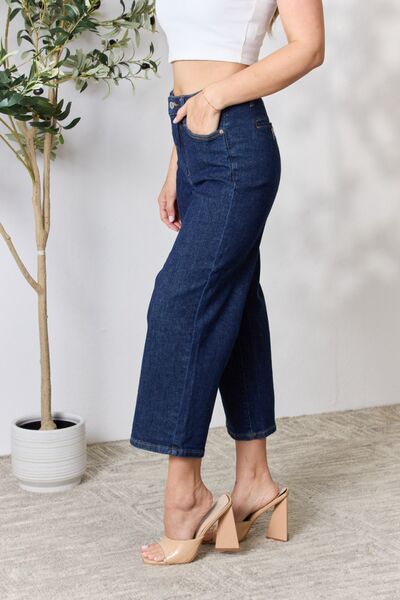 Judy Blue Full Size High Waist Cropped Wide Leg Jeans - Dixie Hike & Style