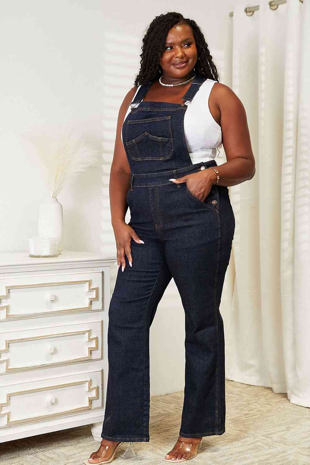 Judy Blue Full Size High Waist Classic Denim Overalls - Dixie Hike & Style