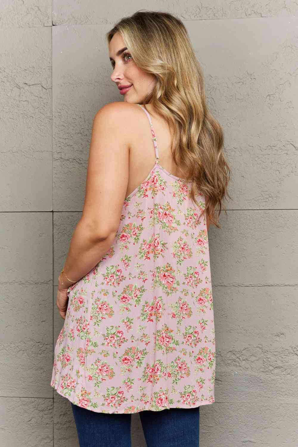 Ninexis Hang Loose Tulip Hem Cami Top in Mauve Floral - Dixie Hike & Style