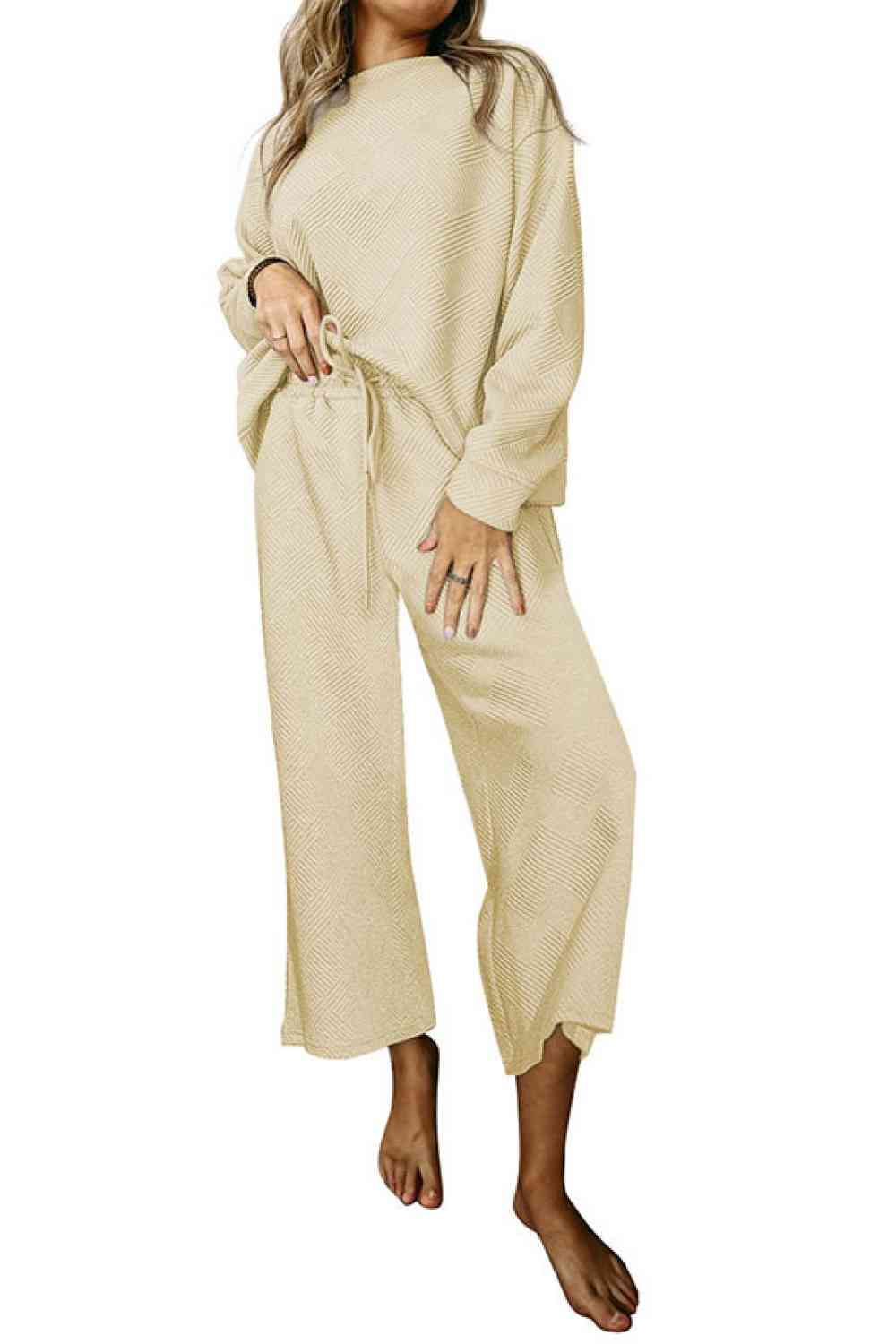 Dropped Shoulder Top and Pants Set - Dixie Hike & Style