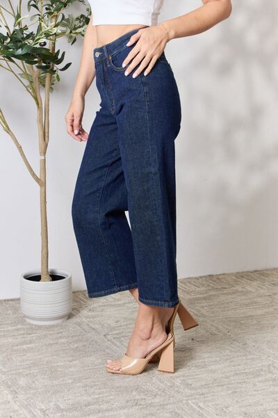 Judy Blue Full Size High Waist Cropped Wide Leg Jeans - Dixie Hike & Style