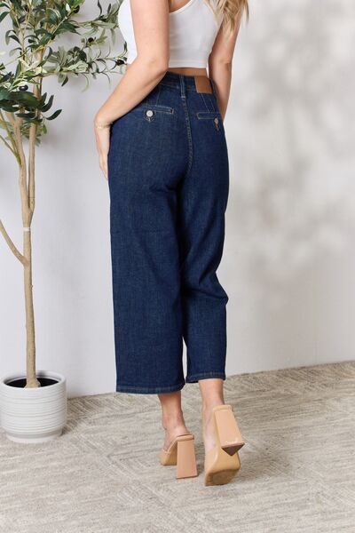 Judy Blue Full Size High Waist Cropped Wide Leg Jeans - Dixie Hike & Style