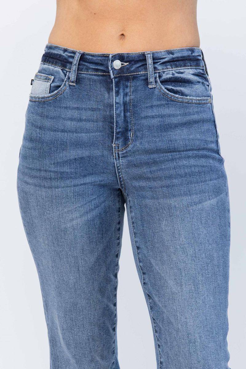 Judy Blue High Waist Straight Leg Jeans with Wide Cuff - Dixie Hike & Style