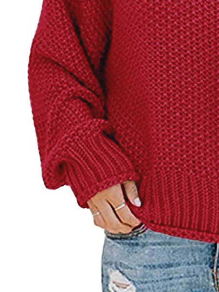 Turtleneck Dropped Shoulder Sweater - Dixie Hike & Style