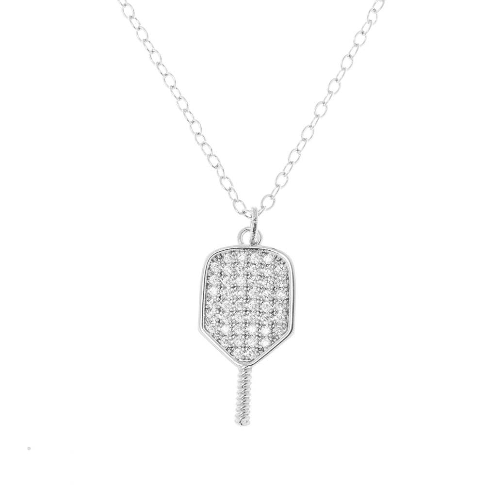 Pickleball CZ Paddle Necklace