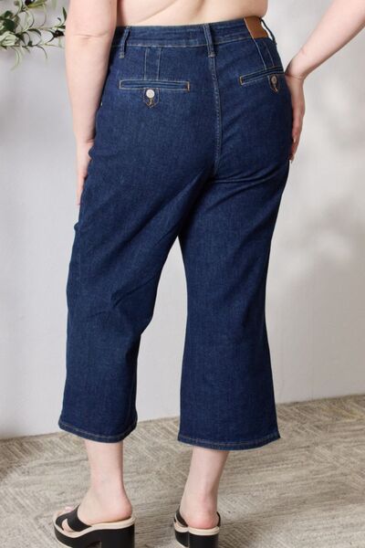 Judy Blue Full Size High Waist Cropped Wide Leg Jeans - Dixie Hike & Style