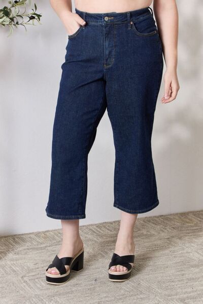 Judy Blue Full Size High Waist Cropped Wide Leg Jeans - Dixie Hike & Style