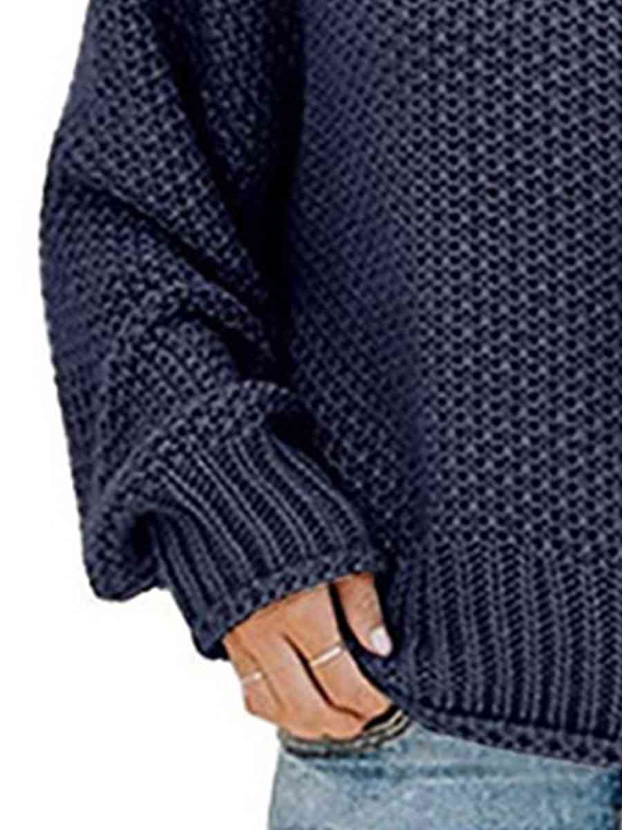 Turtleneck Dropped Shoulder Sweater - Dixie Hike & Style
