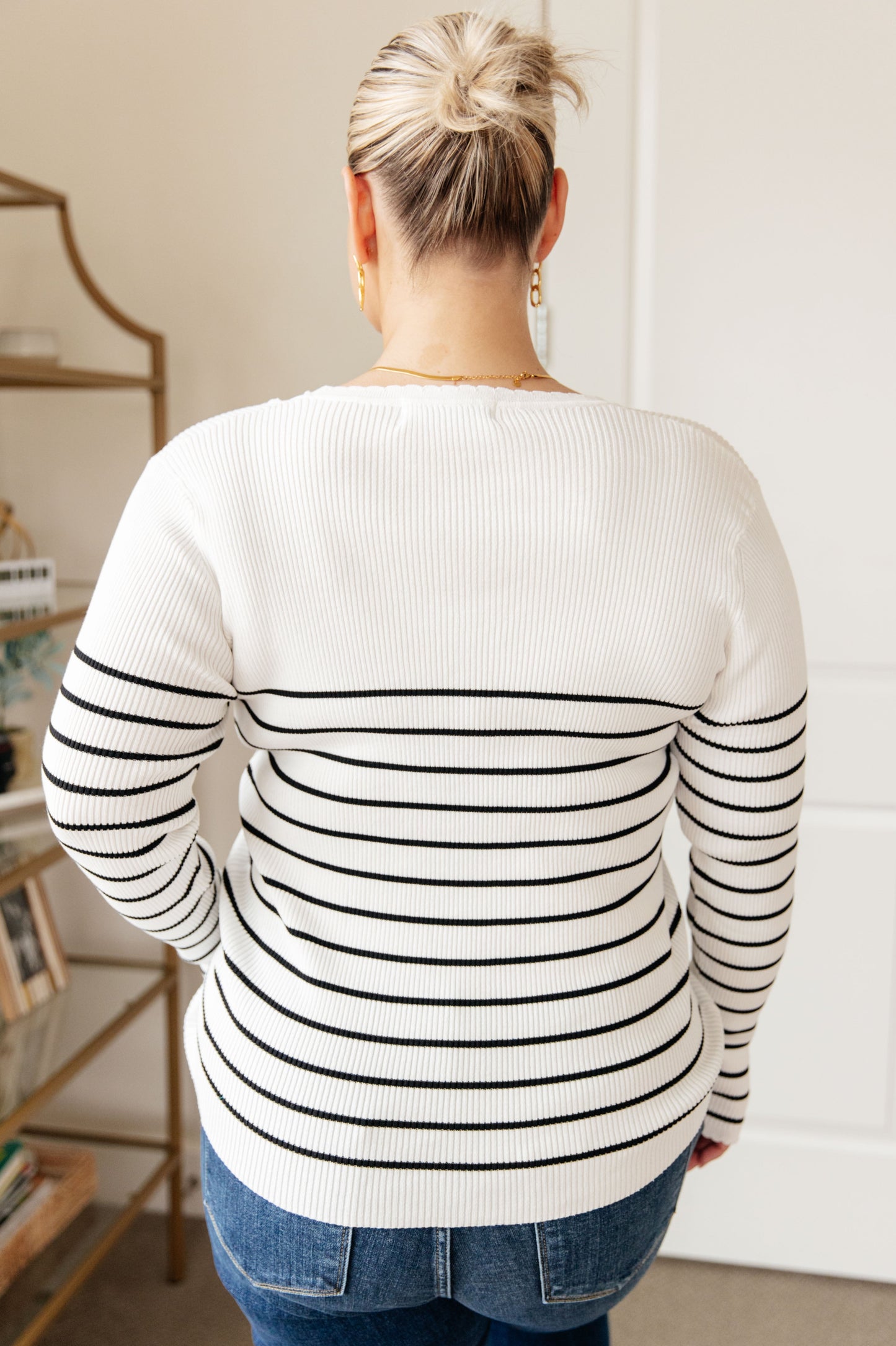 Be Still V-Neck Striped Sweater - Dixie Hike & Style