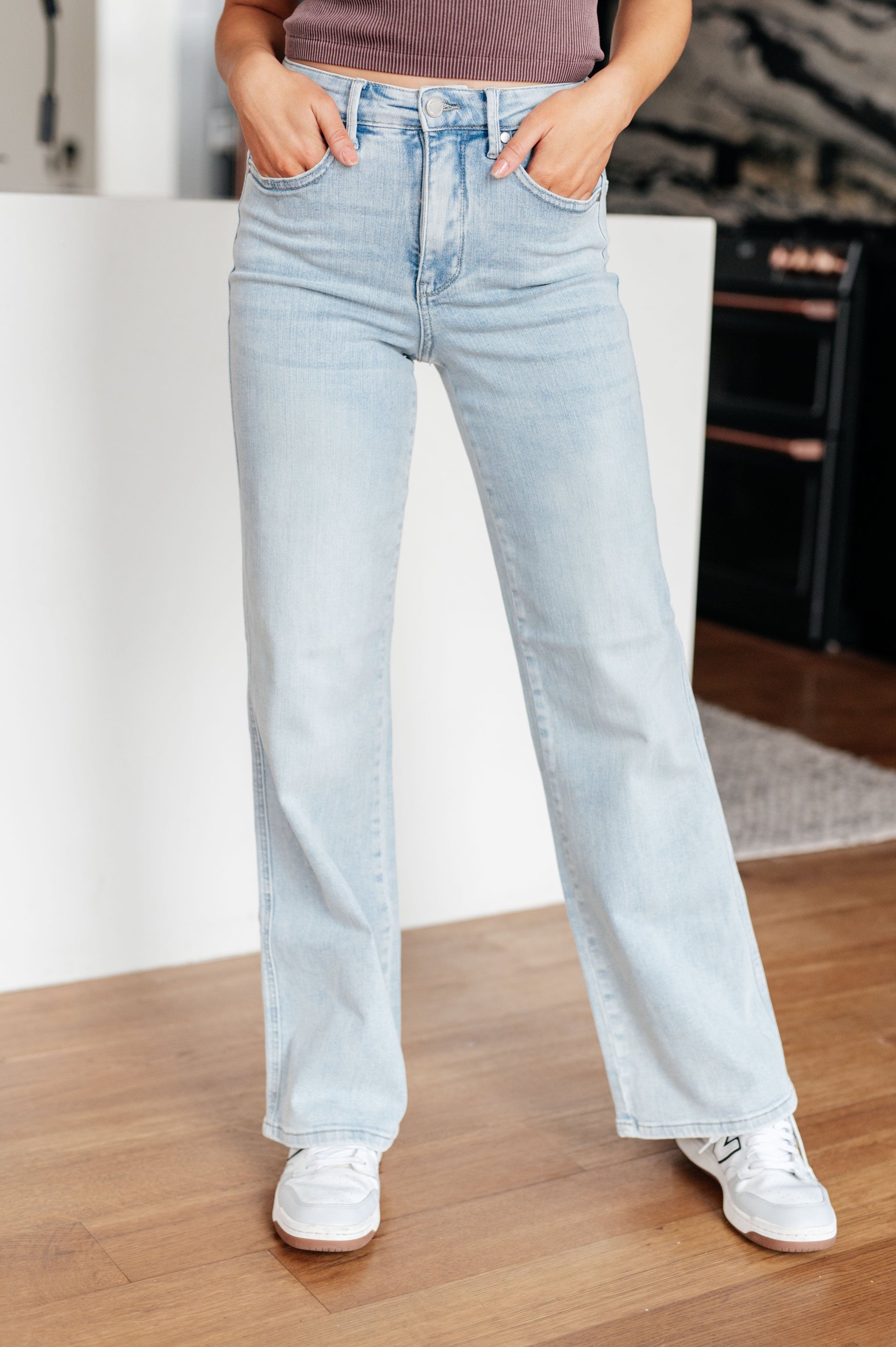 Brooke High Rise Control Top Vintage Wash Straight Jeans - Dixie Hike & Style