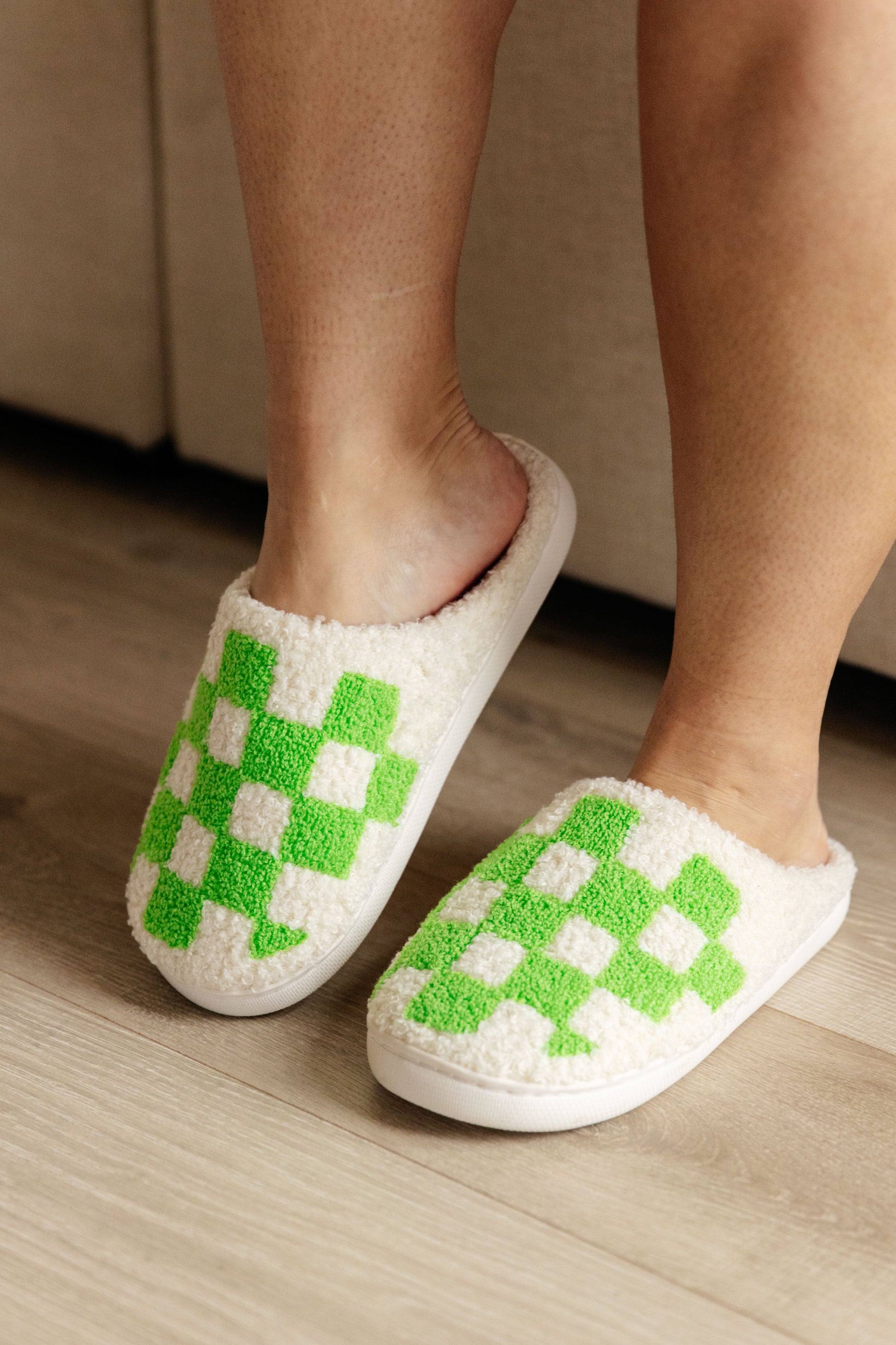 Checked Out Slippers in Green - Dixie Hike & Style