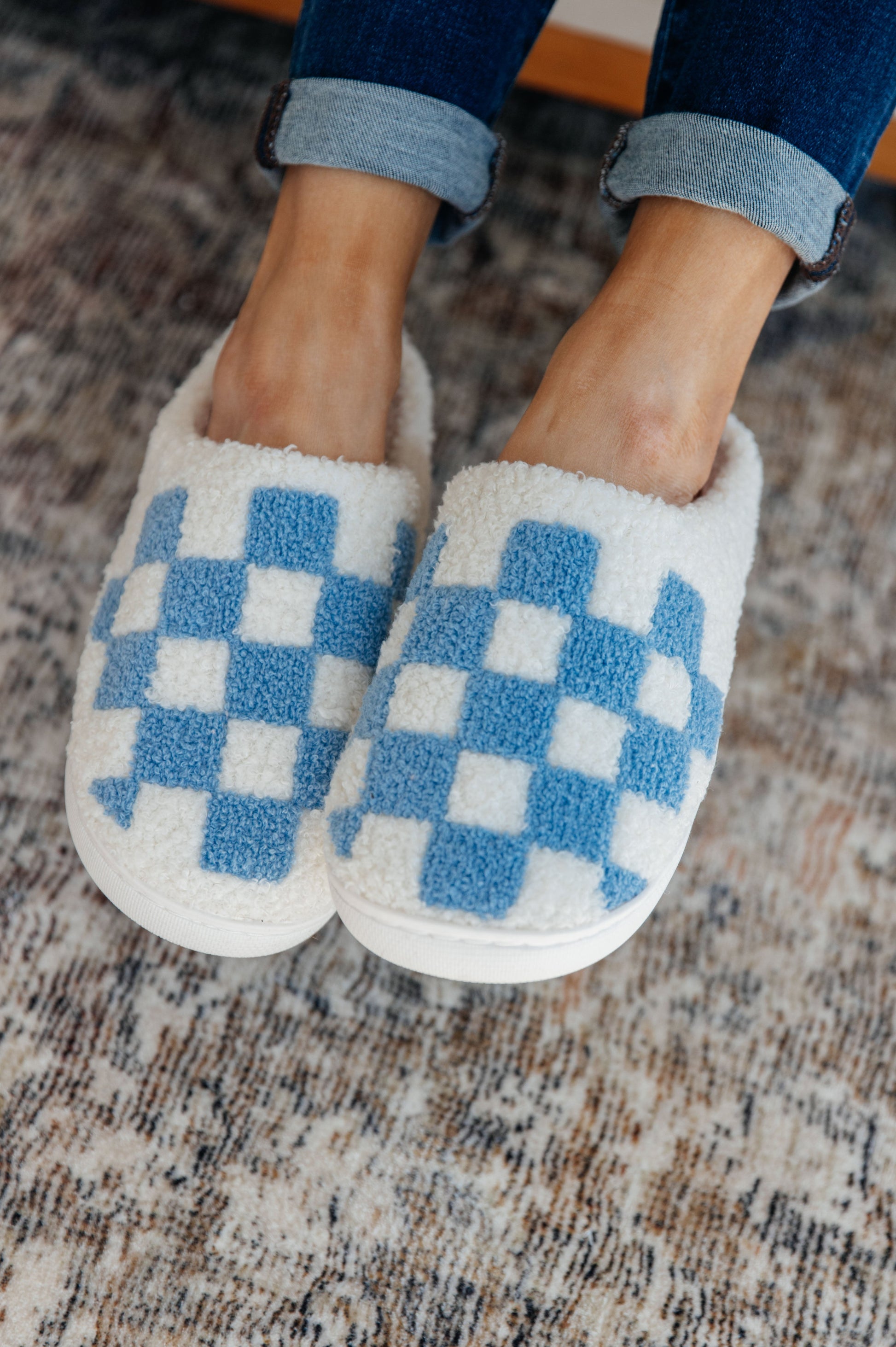 Checked Out Slippers in Blue - Dixie Hike & Style