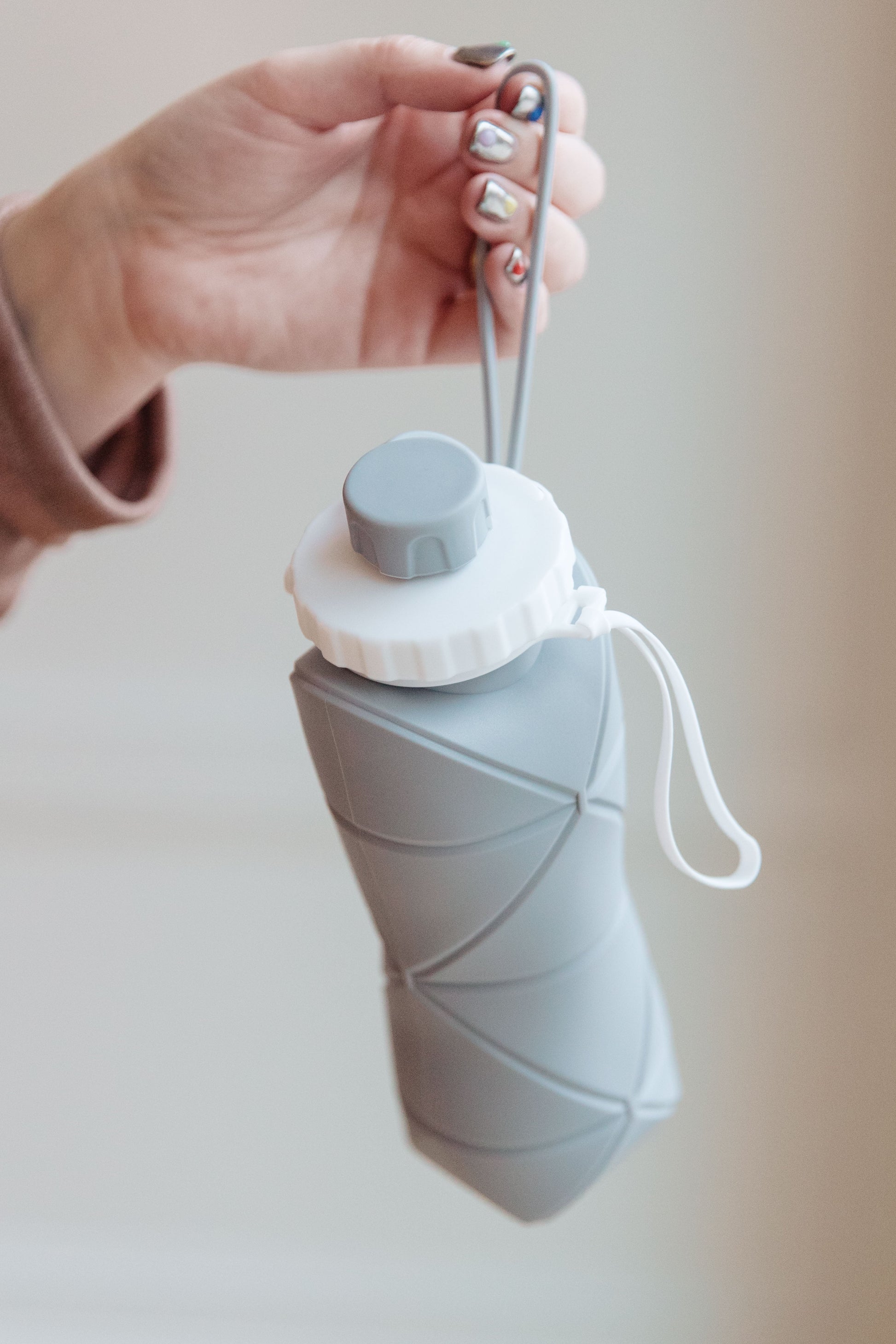 Collapsing Silicone Water Bottle in Diamond Gray - Dixie Hike & Style