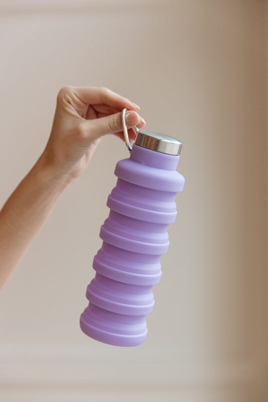 Collapsing Silicone Water Bottle in Purple - Dixie Hike & Style