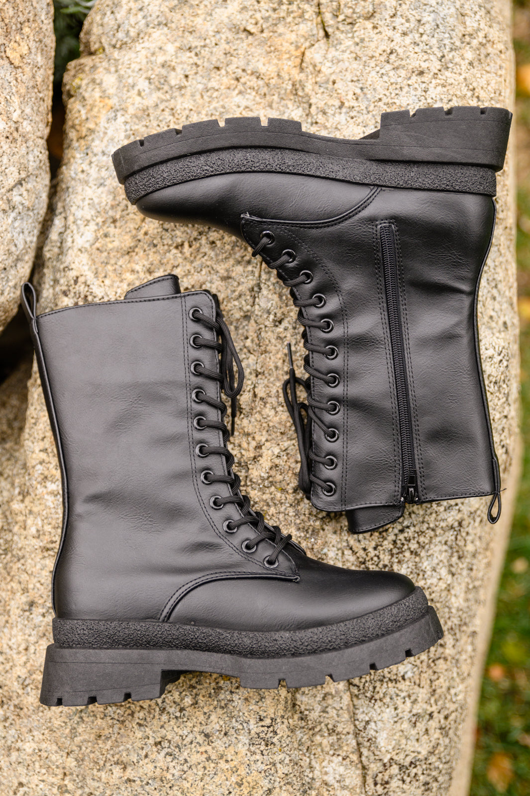 Fresh Feels Combat Boots In Black - Dixie Hike & Style