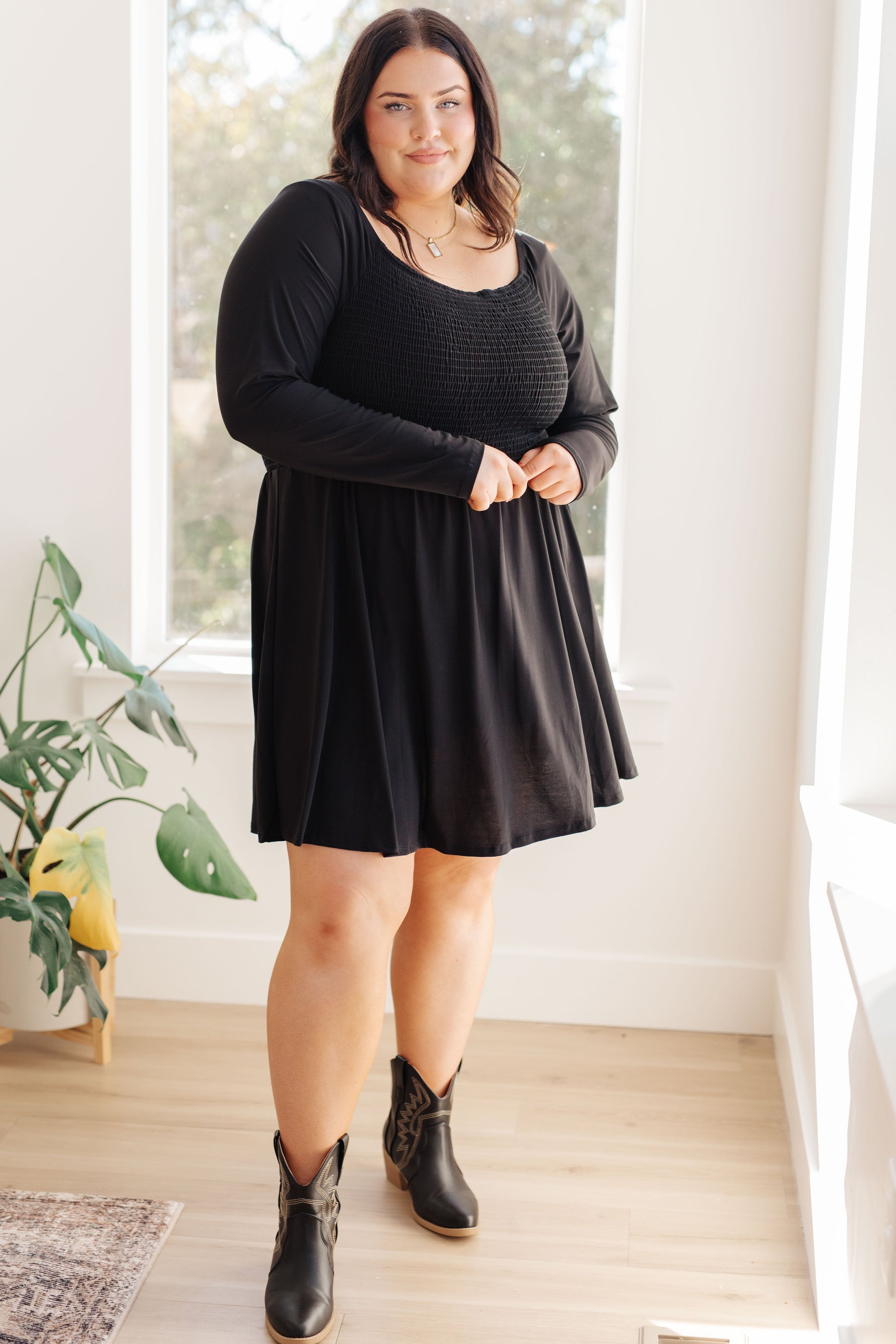 In the Thick of It Long Sleeve Skort Dress - Dixie Hike & Style