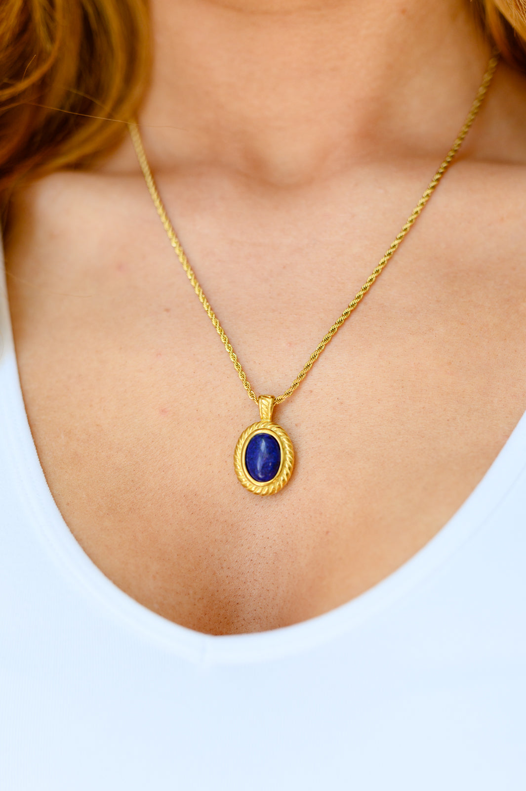 Lovely Lapis Lazuli Pendent Necklace - Dixie Hike & Style
