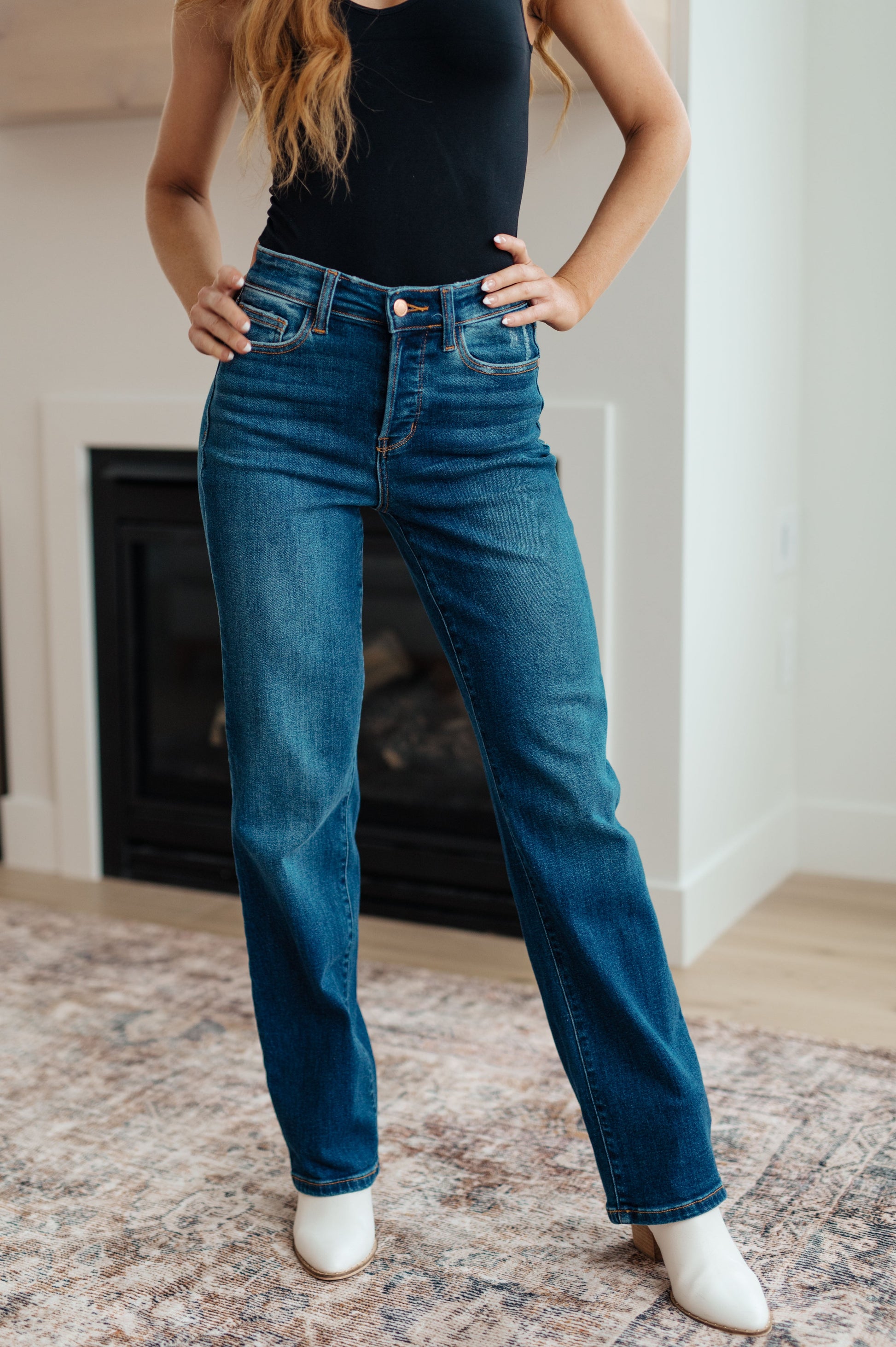 Pippa High Rise Button Fly Dad Jeans - Dixie Hike & Style