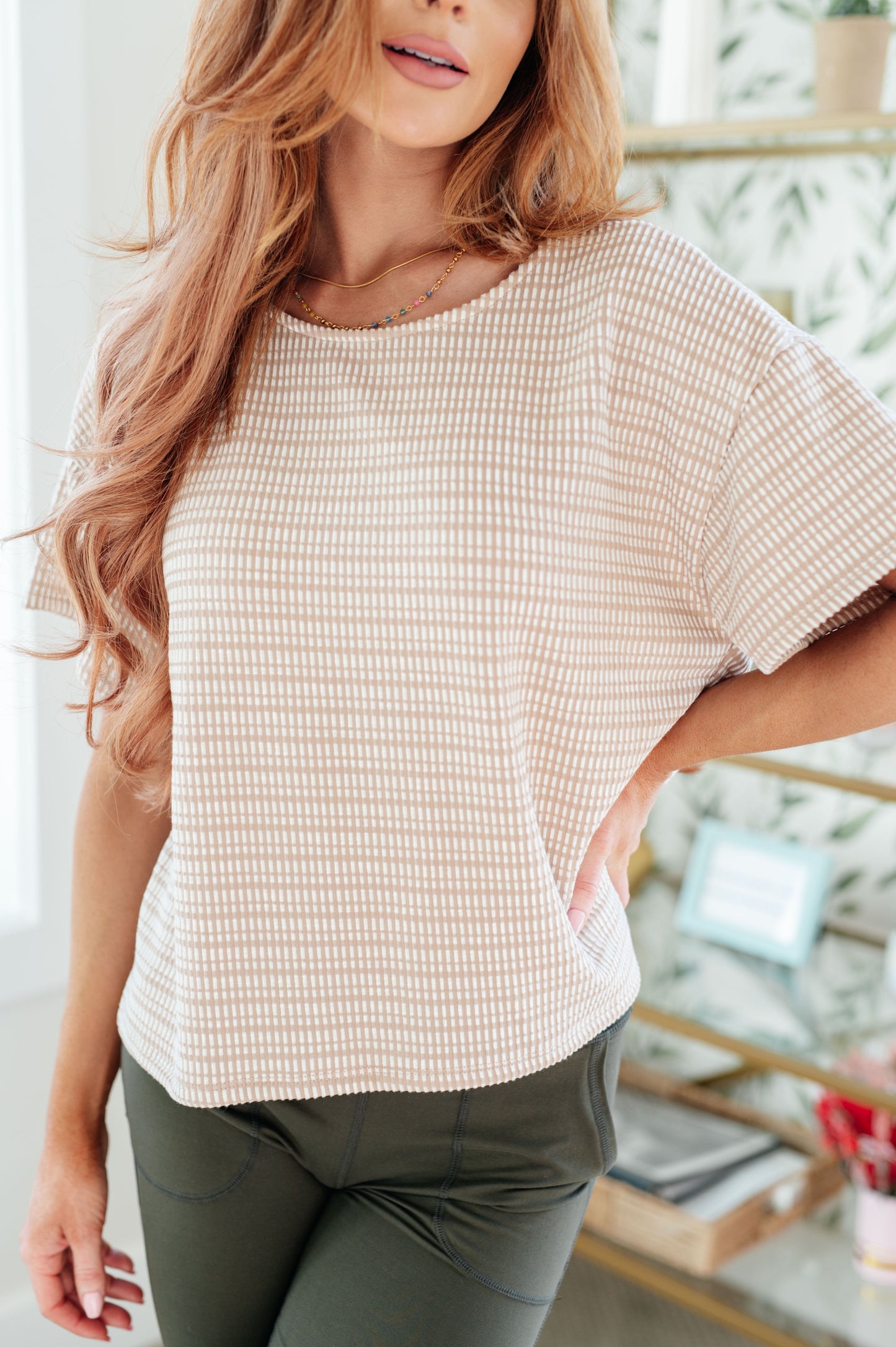 Textured Boxy Top in Taupe - Dixie Hike & Style