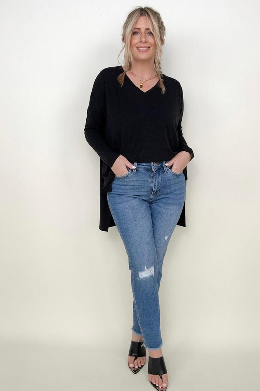 Judy Blue Embroidered Boyfriend Jeans with Side Seam Stitch - Dixie Hike & Style