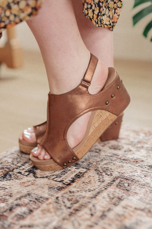 Walk This Way Wedge Sandals in Antique Bronze - Dixie Hike & Style
