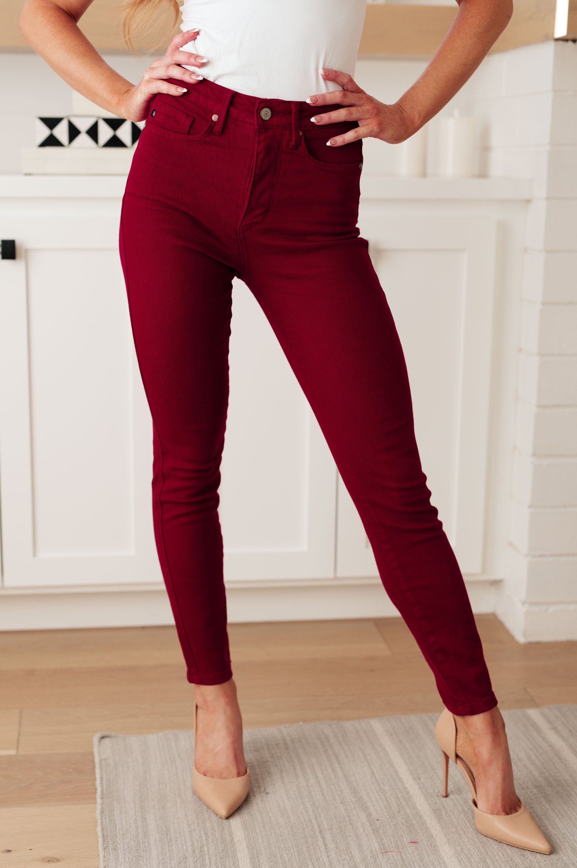 Wanda High Rise Control Top Skinny Jeans Scarlet - Dixie Hike & Style