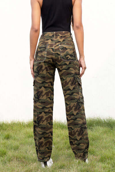 Camouflage Straight Leg Cargo Pants - Dixie Hike & Style