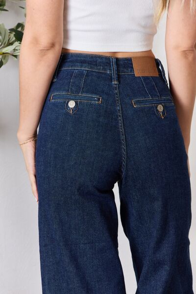 Judy Blue Full Size High Waist Cropped Wide Leg Jeans - Dixie Hike & Style