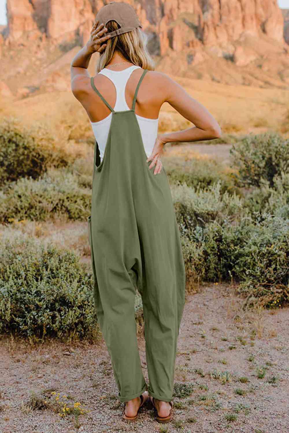 Double Take V-Neck Sleeveless Jumpsuit with Pocket - Dixie Hike & Style
