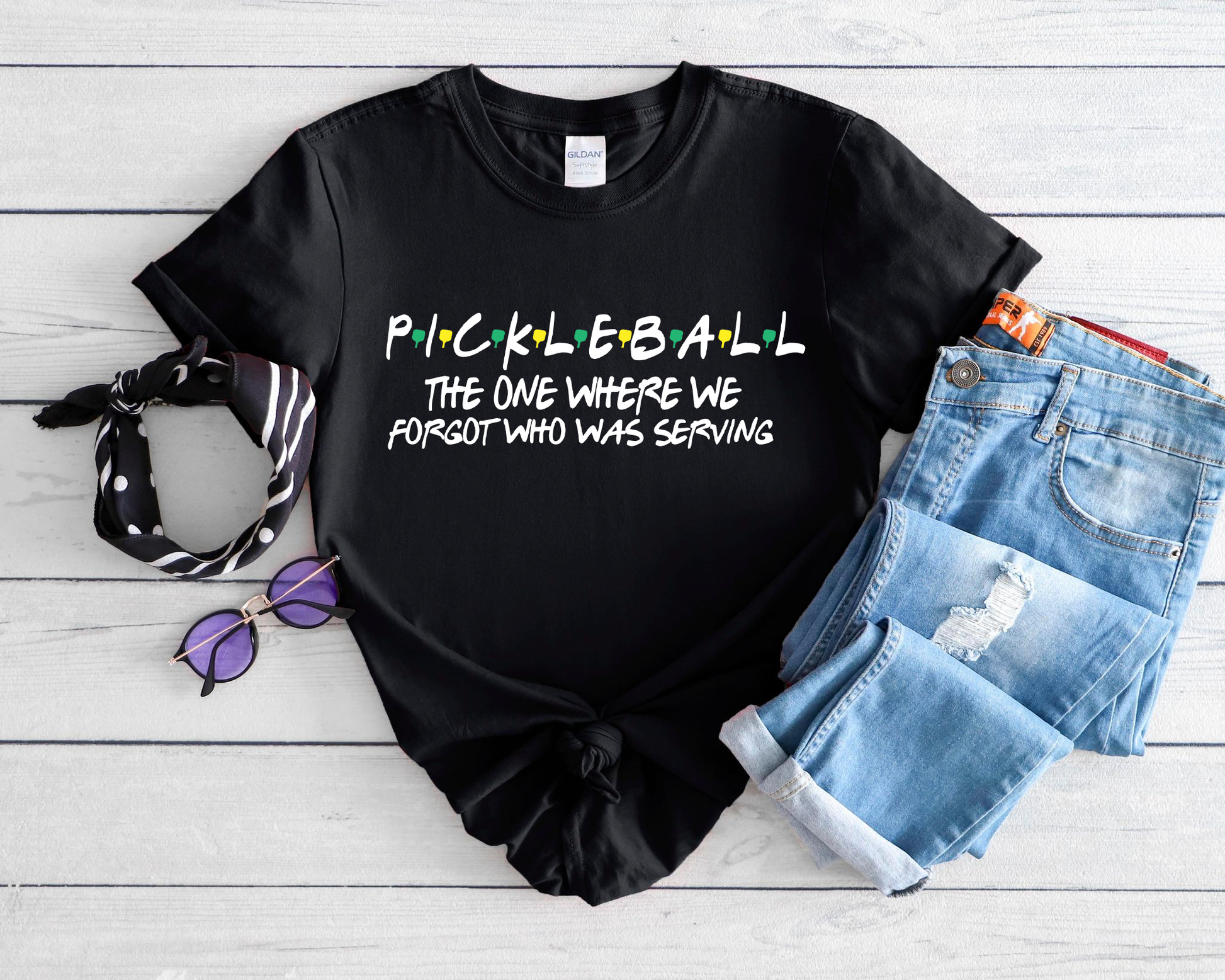 Black Pickleball Tee - 'Who's Serving?' Humor Shirt - Dixie Hike & Style